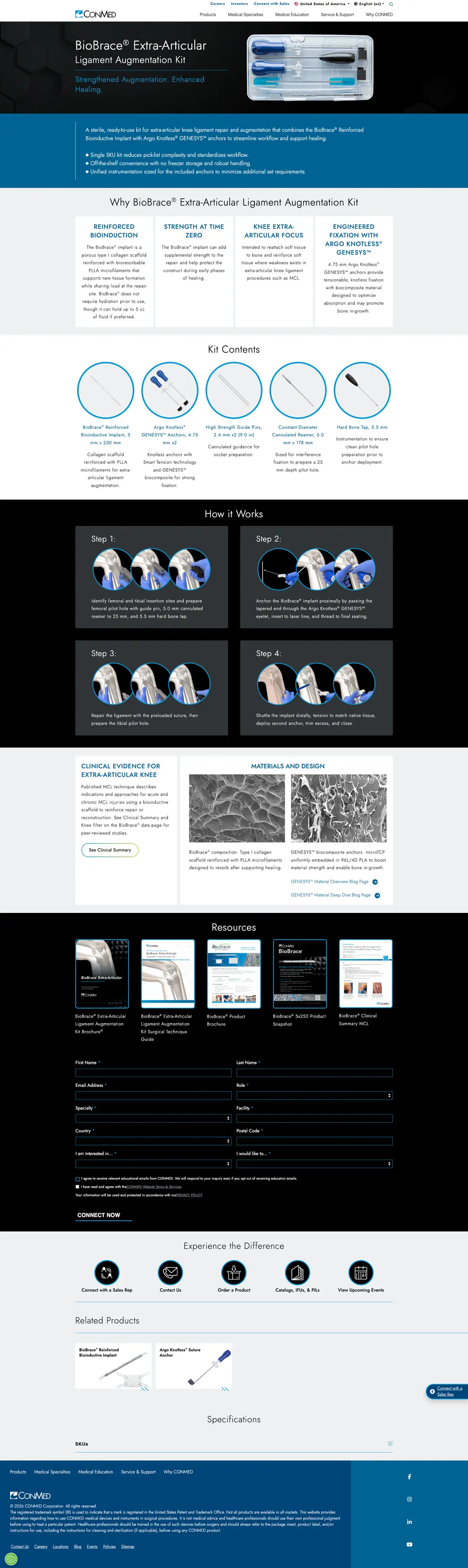 Updated CONMED BioBrace product page screenshot.
