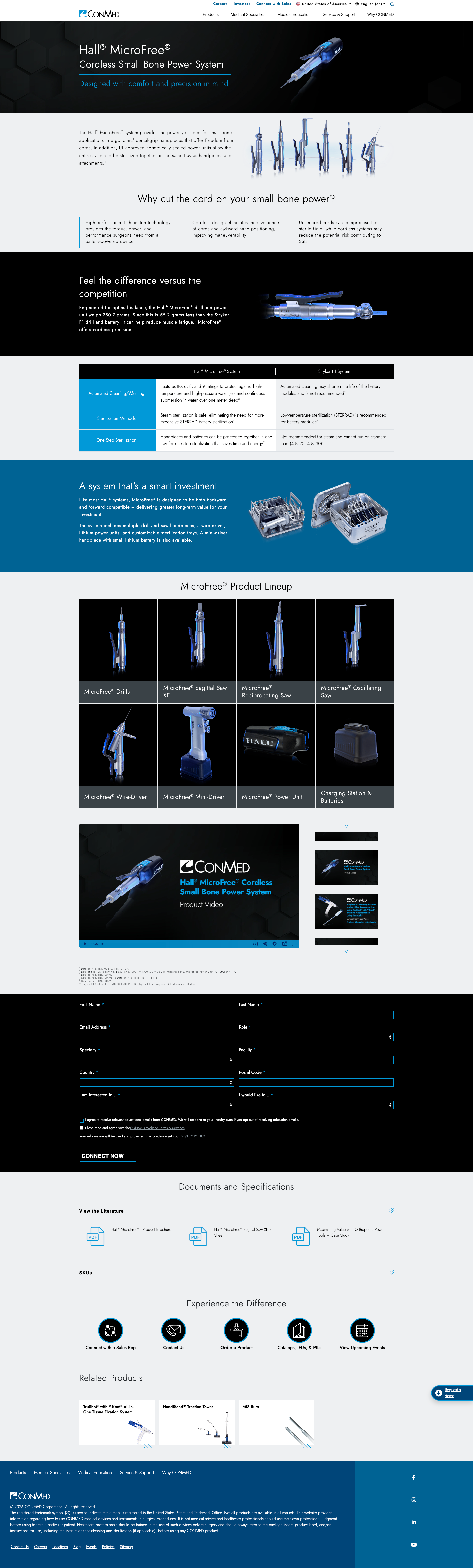 MicroFree Product Page (B2B) screenshot.