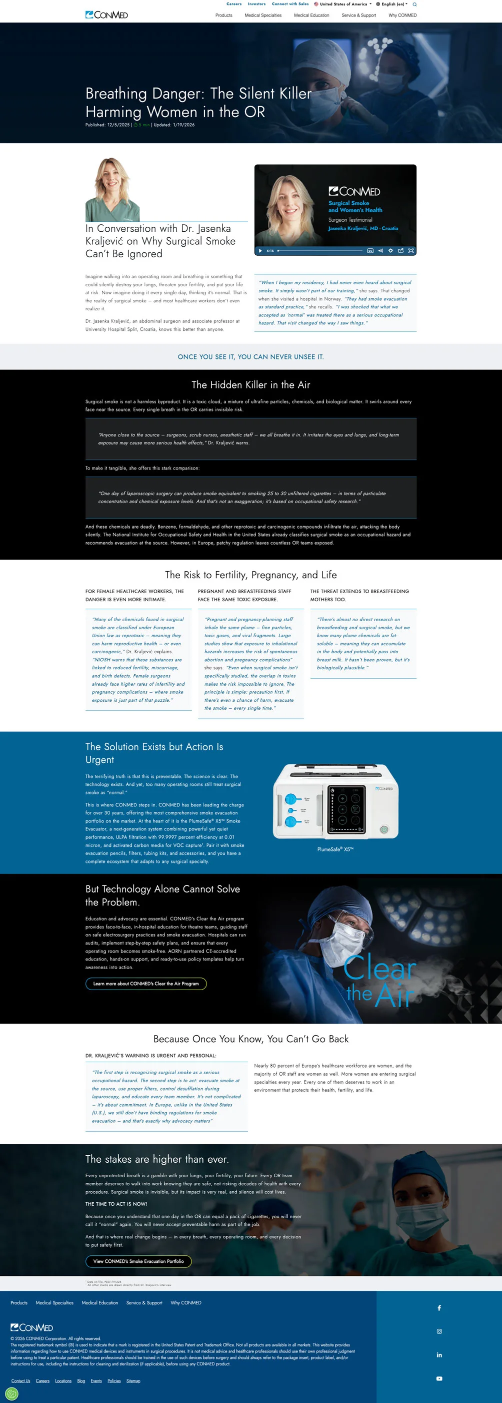 CONMED Breathing Danger blog article about surgical smoke and women's health.