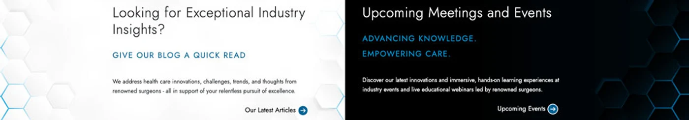 CONMED two-up component screenshot with blog and events panels.