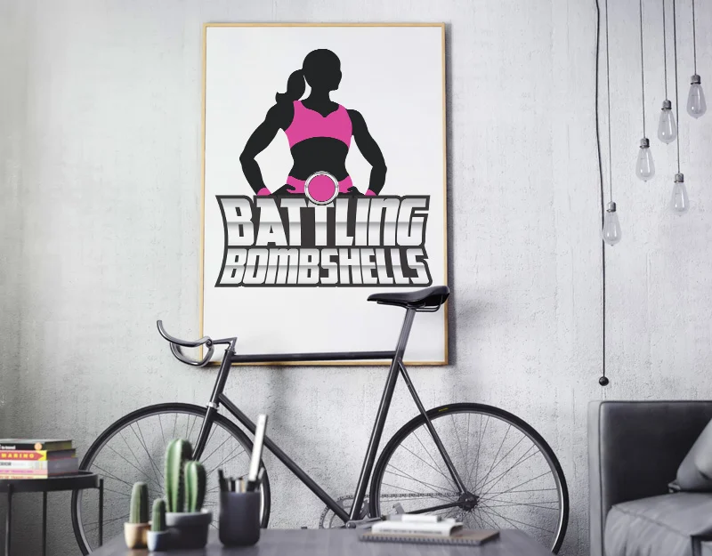 Ladies wrestling logo mockup.