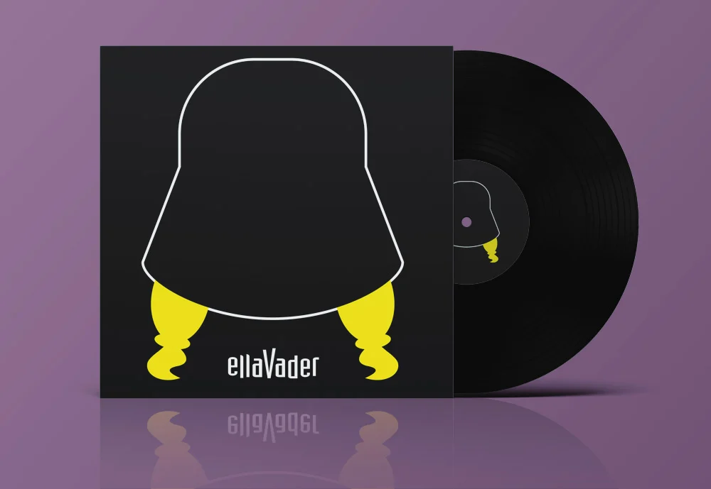 EllaVader logo presentation mockup.