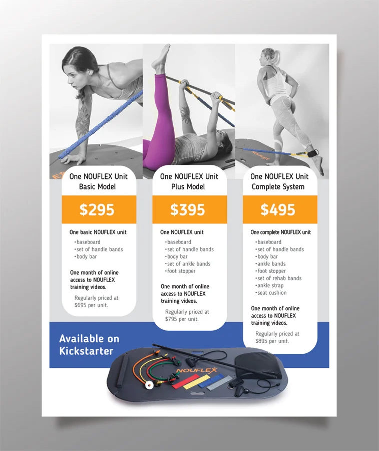 Nouflex marketing flyer mockup.