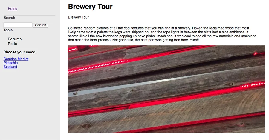 Designer Mood Board website screenshot.