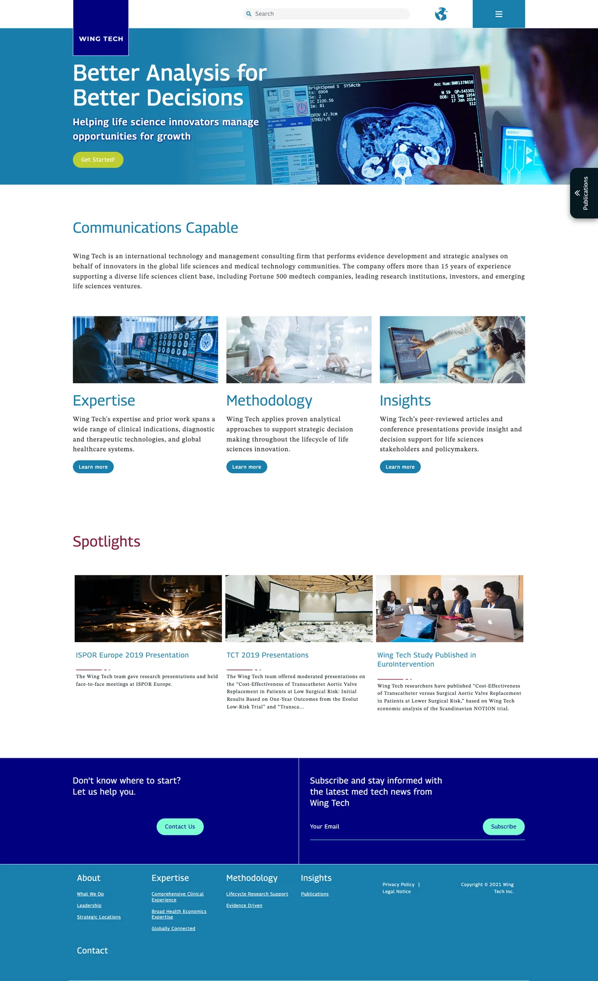 Wing Tech homepage screenshot.